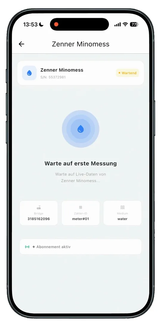 Der Funk-Zähler wartet auf die erste Messung