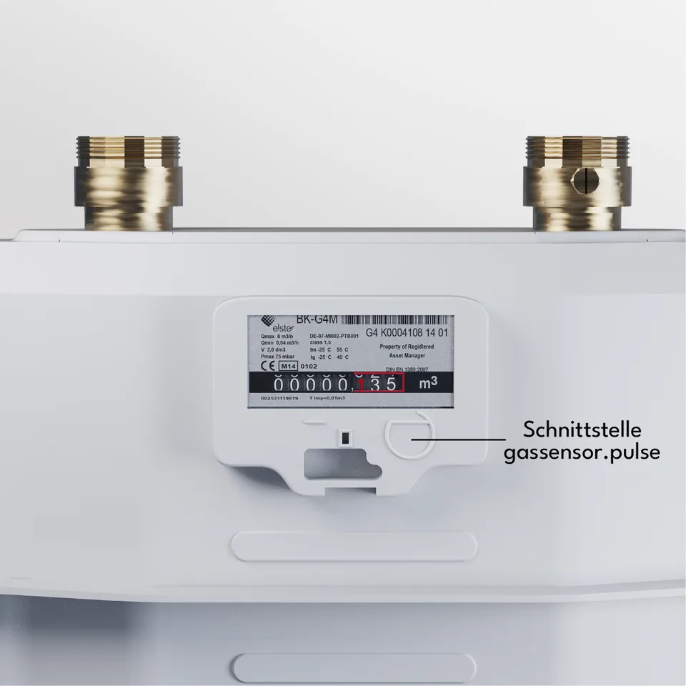 Zähler mit markierter Schnittstelle für den gassensor.pulse
