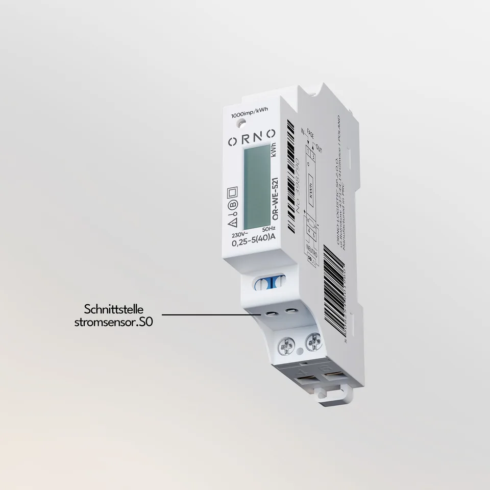 Zähler mit markierter Schnittstelle für den stromsensor.S0